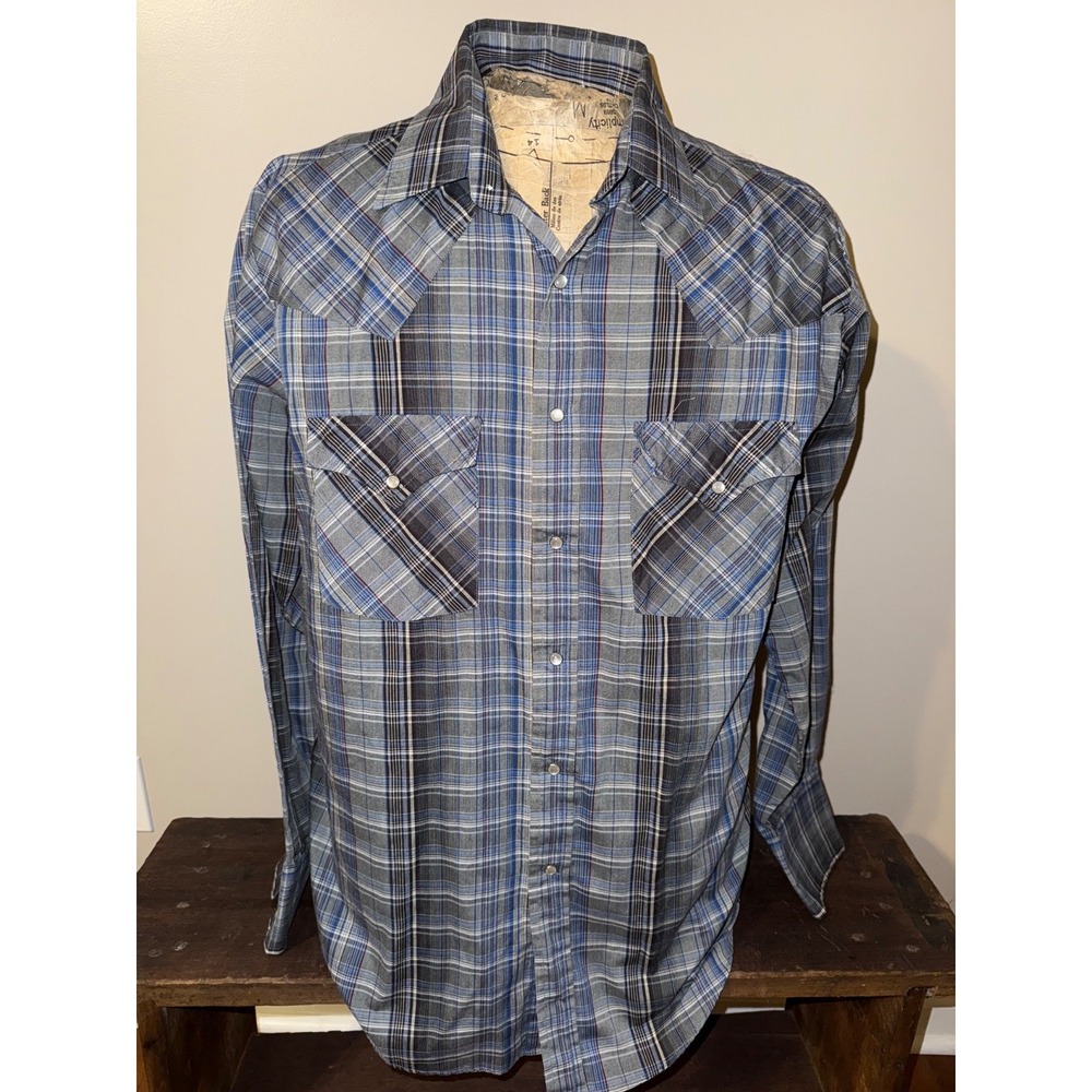 Ely Plains Men's Shirt Medium Multi-Color Plaid Pearl Snap Western Rodeo Ranch